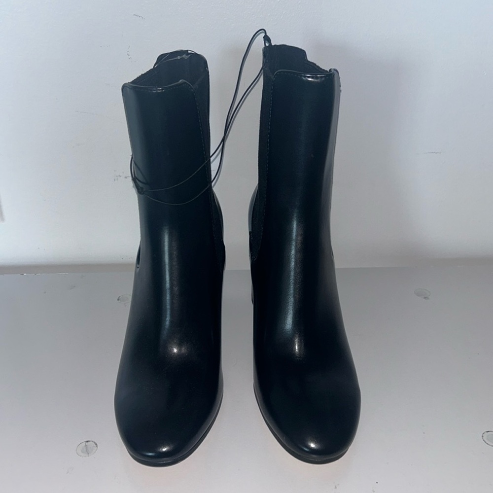 Black leather booties